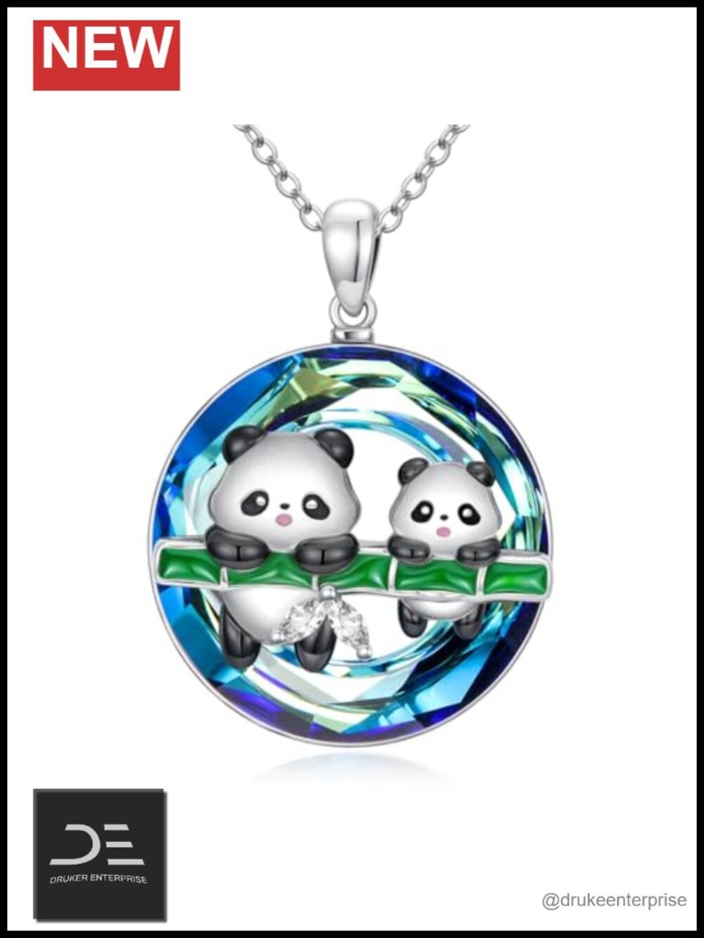 925 Sterling Silver Moissanite Panda Cat Pendant Necklace for Women Mom